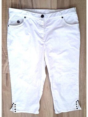 Hearts of Palm 6 White Cropped Pants Summer Beach Nautical Resortwear 17" Inseam